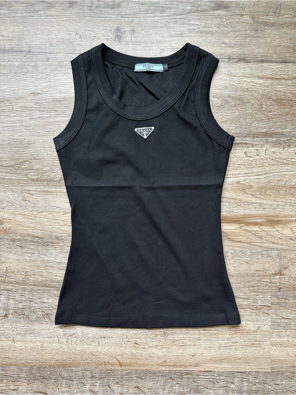 Prada Black Logo Triangle Tank Top - Picture 1 of 5